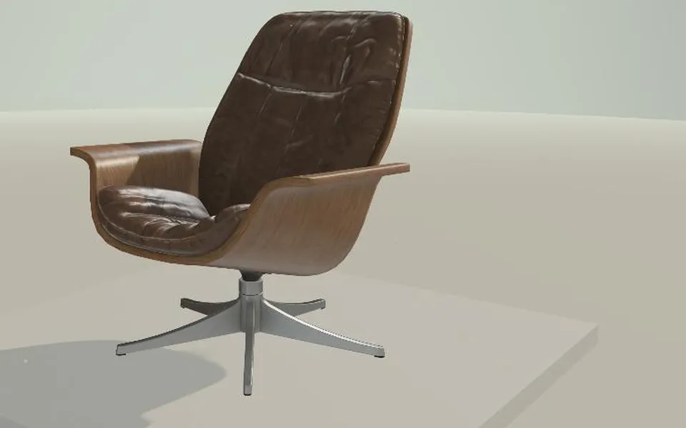 Lounge chair in a 3D brochure with a text card